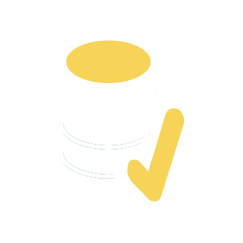 Icona di un database con davanti una spunta