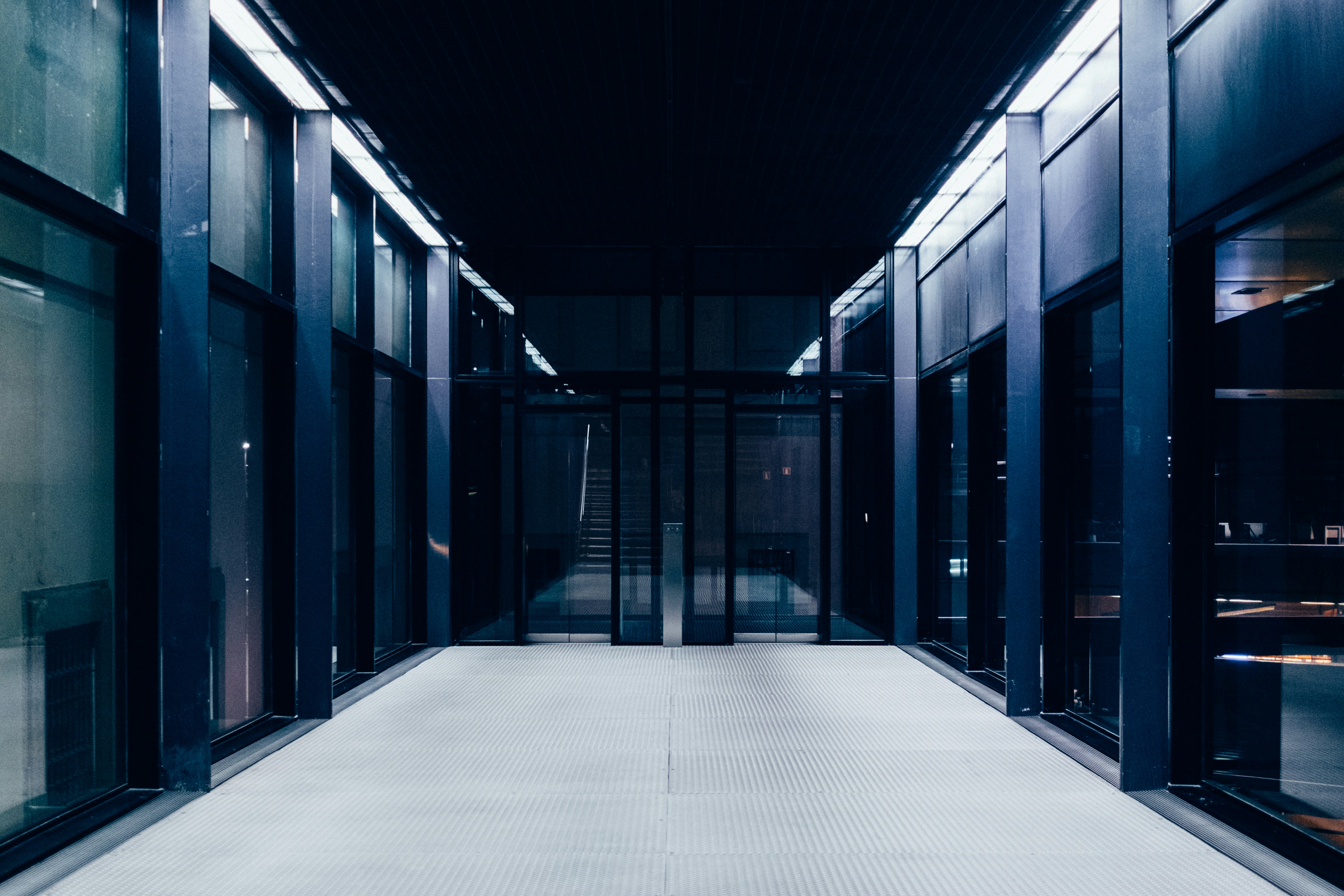 server corridor and computers in a data center