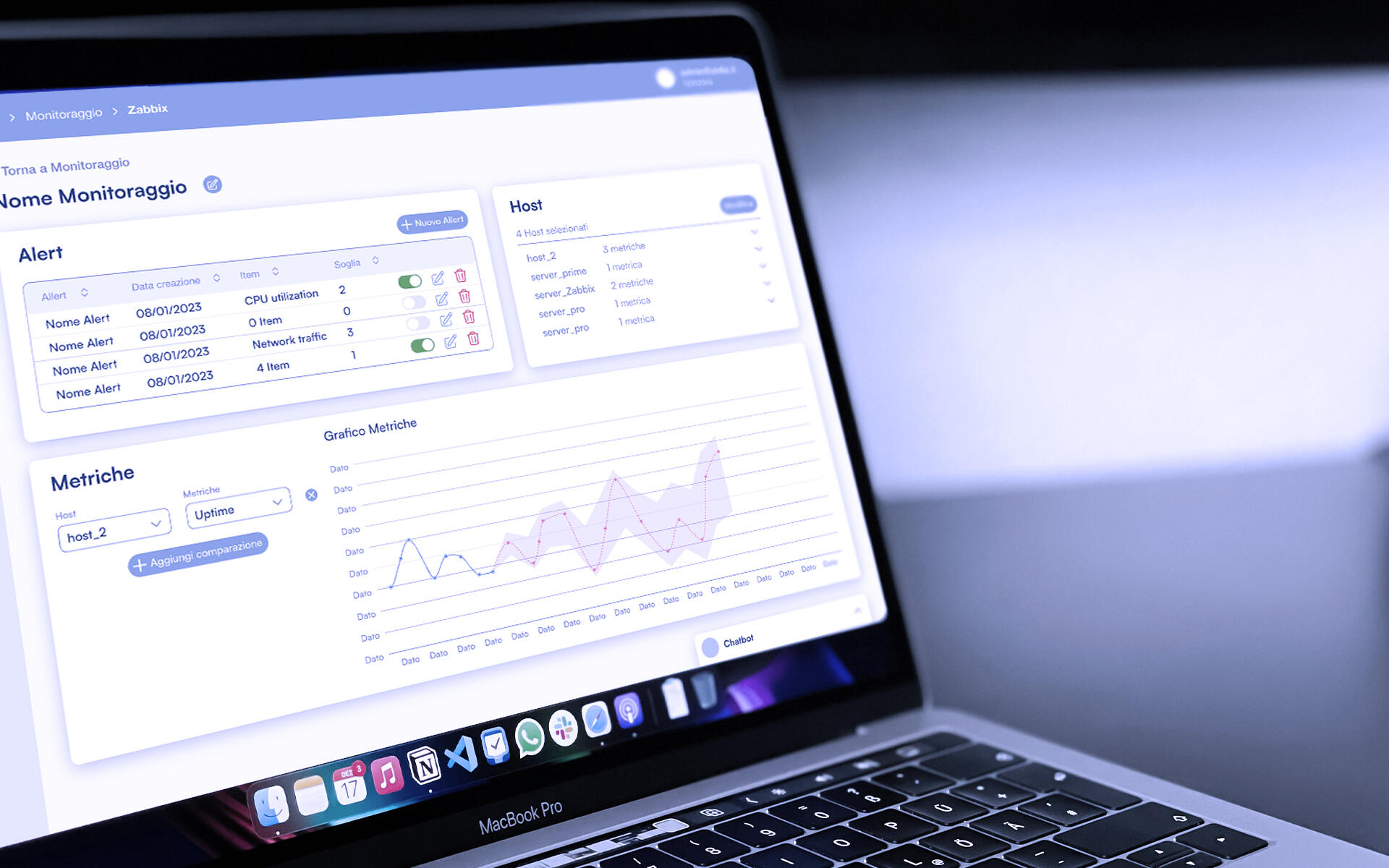 Una piattaforma di analisi e forecasting da noi sviluppata, aperta su un Mac