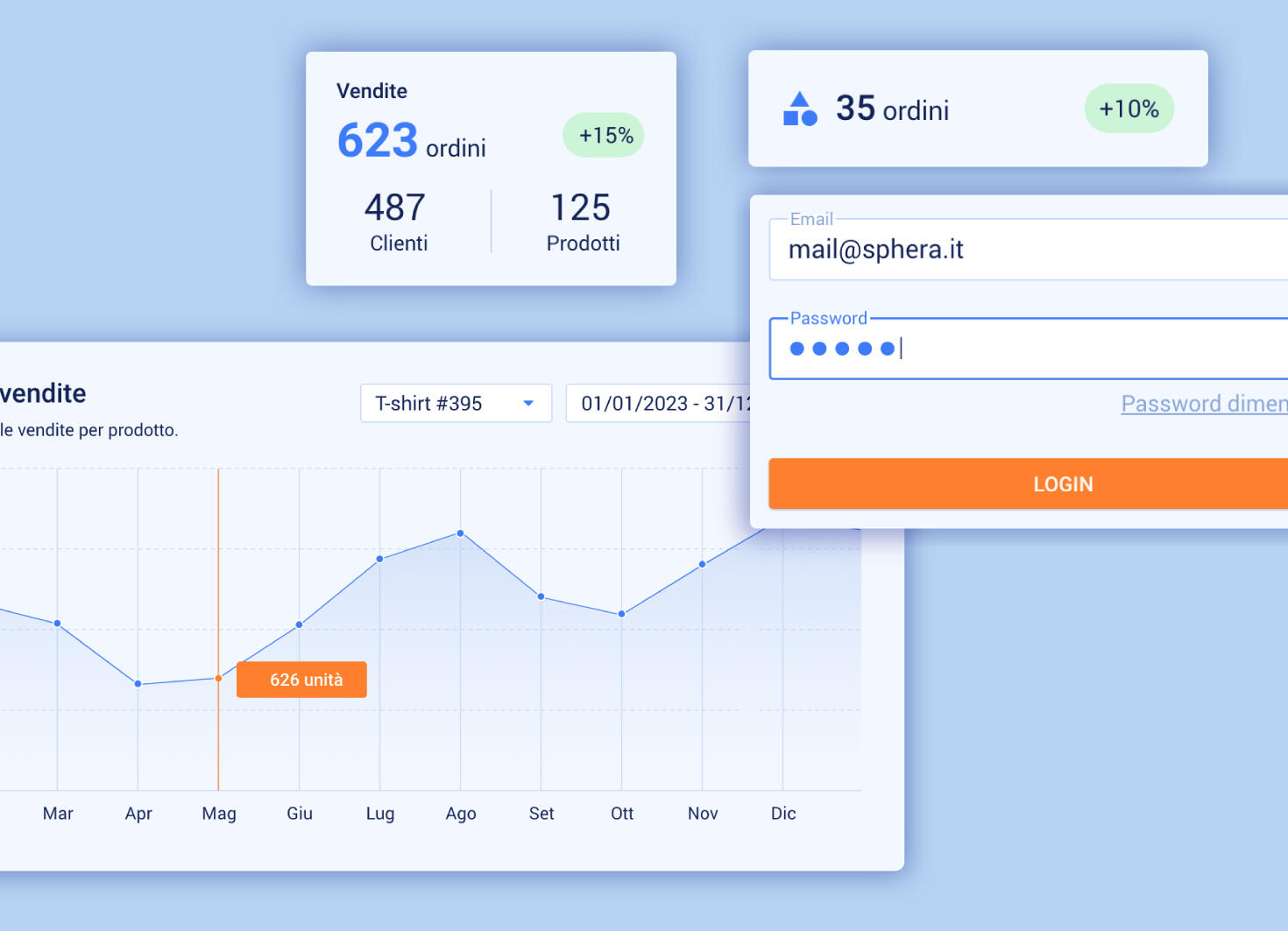 Various components taken from an interface created by our UX team