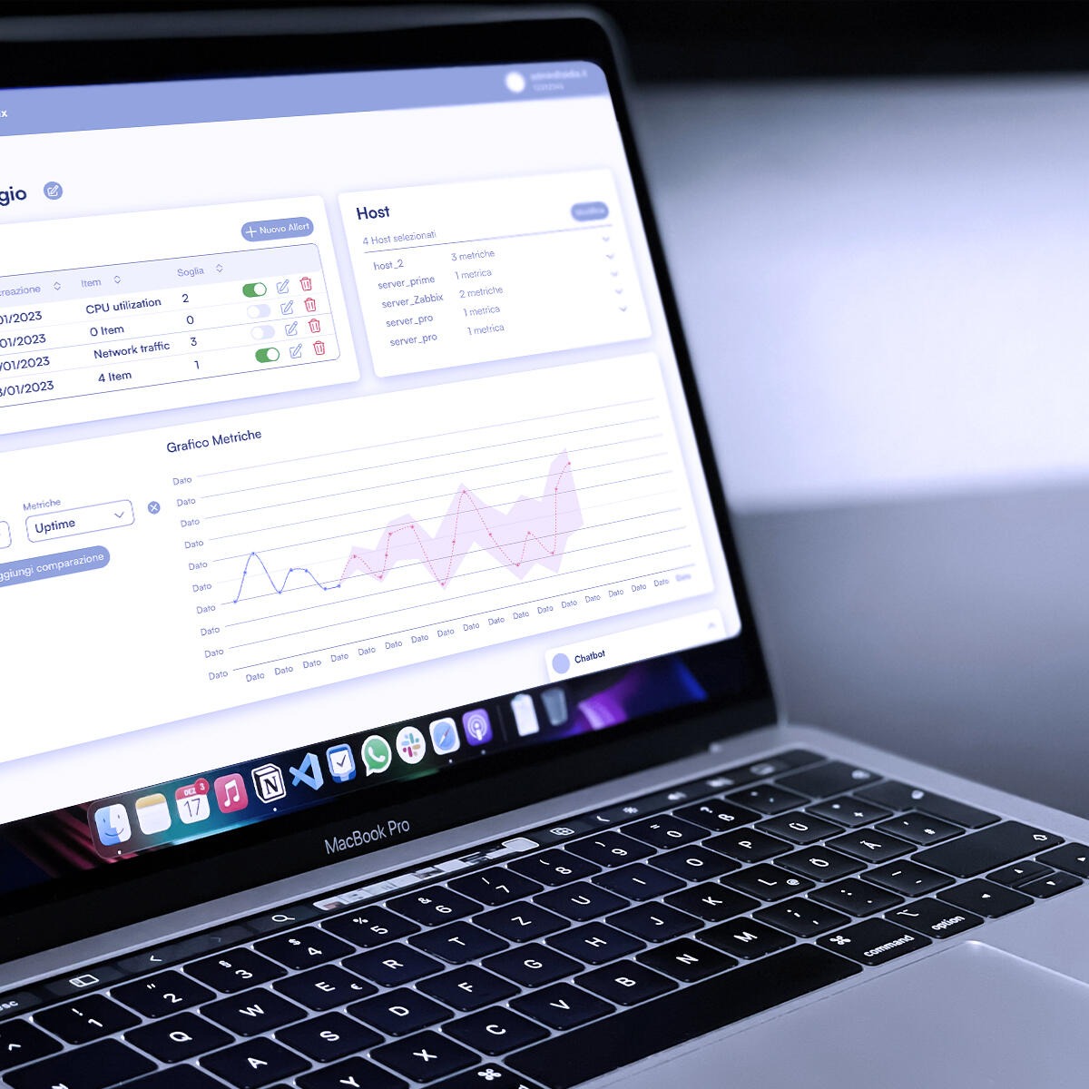 Foto di una piattaforma di analisi e forecasting da noi sviluppata, aperta su un Mac